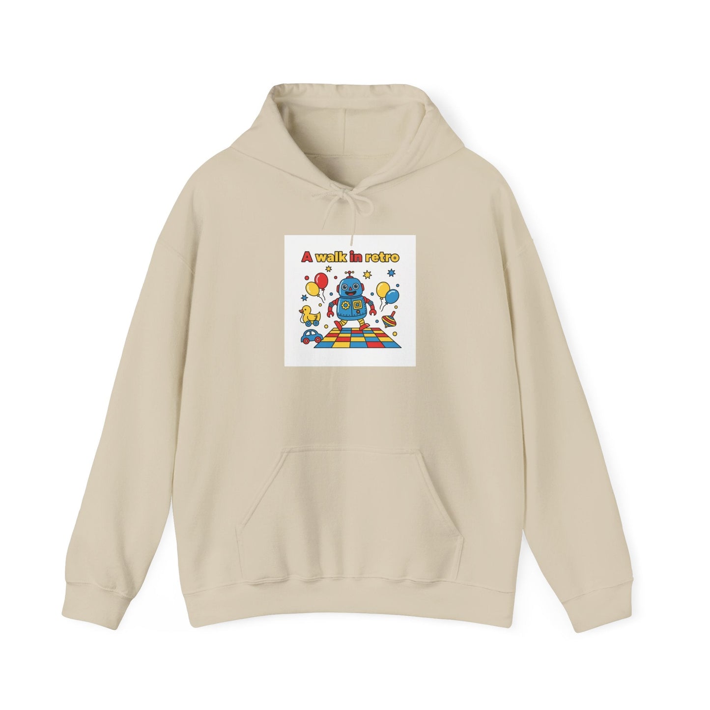 Retro Toy Robot Hoodie | Throwback Kid primary colors, childlike design