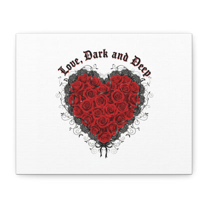 Love Dark and Deep Heart Canvas, Nu Romantic Gothic Romance, 80s Nostalgia