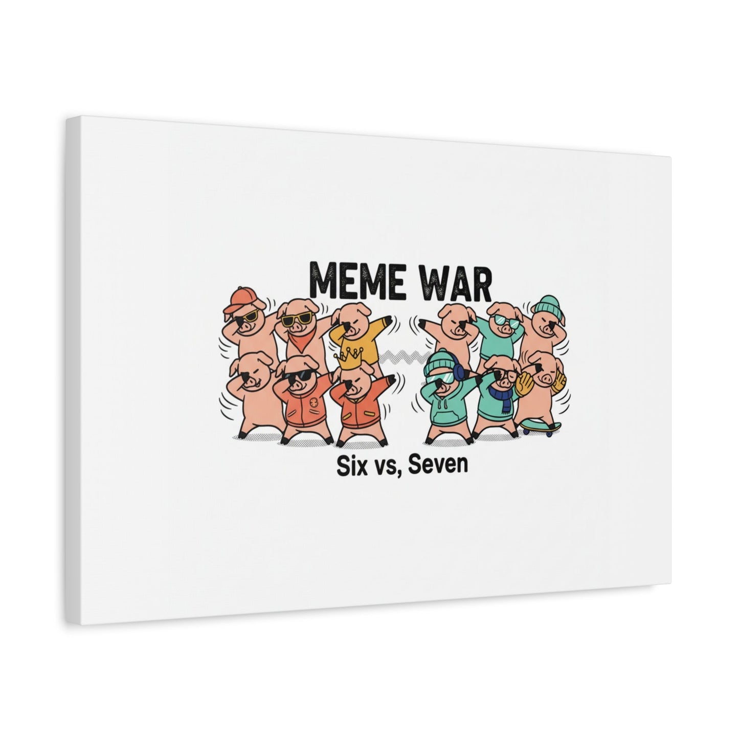 Meme War: Six vs. Seven Canvas Wall Art
