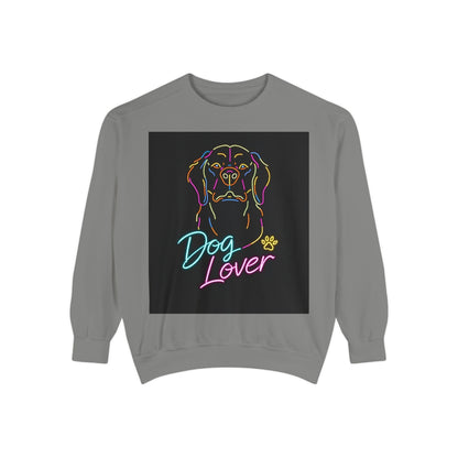 Dog Lover Sweatshirt — Neon Puppy Graphic Crewneck