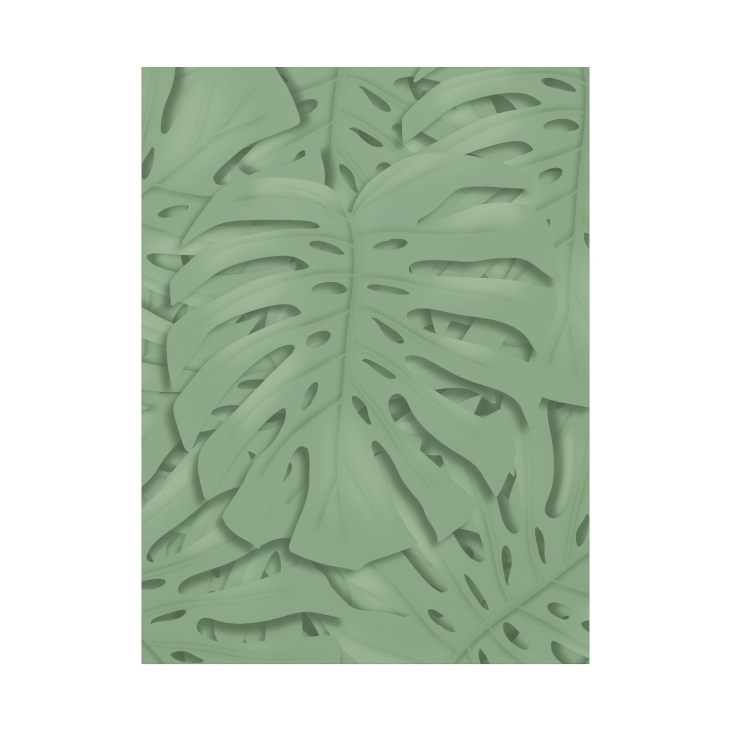 Sage Green Monstera Canvas Print – Botanical Wall Art
