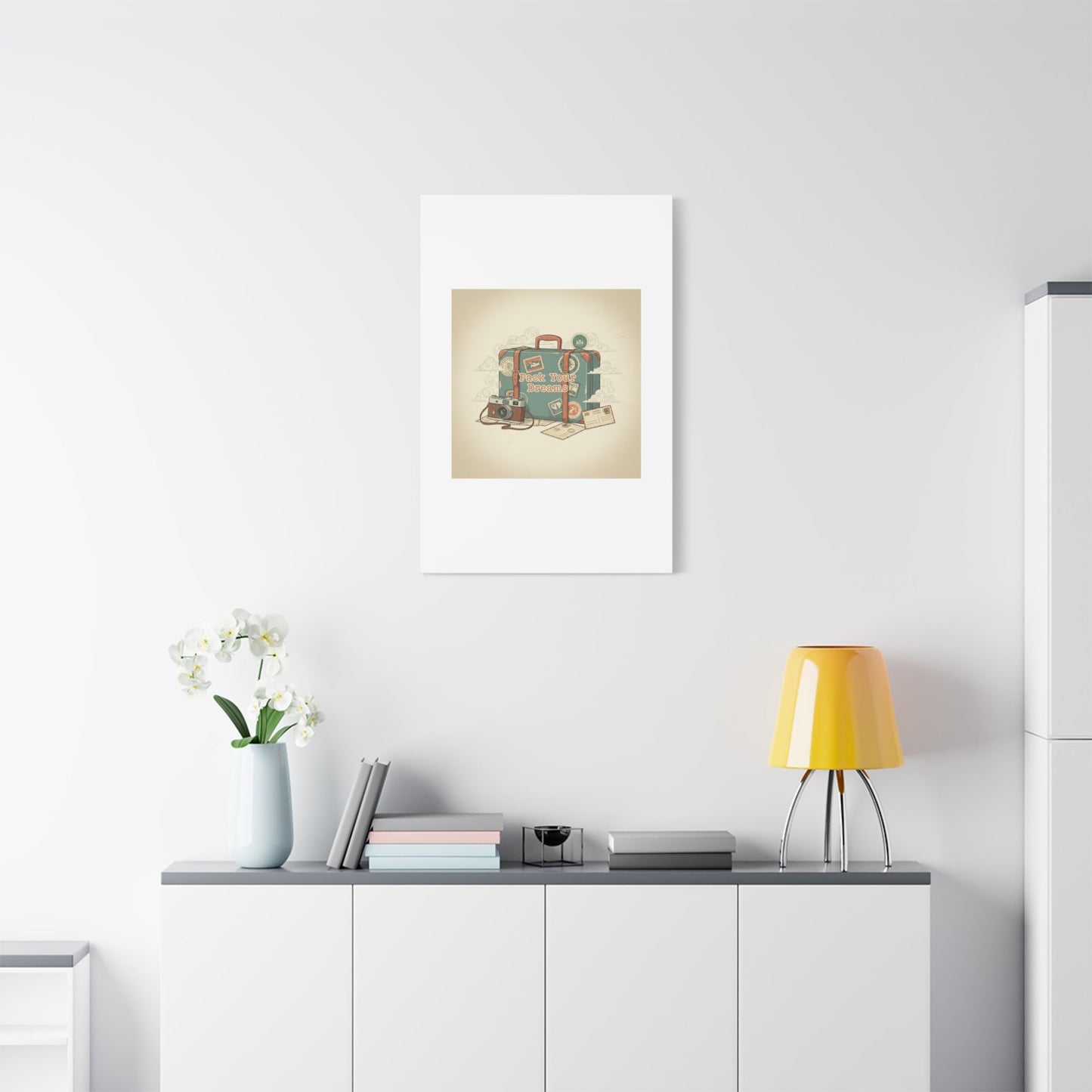 Pack Your Dreams Canvas | Retro Travel Postcard, Wanderlust Passport Stamp Art