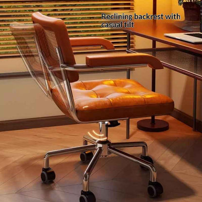 Wicker Computer Chair A Comfortable Height-adjustable Swivel Chair