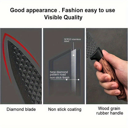 Professional 6pcs Kitchen Knife Set - Chef's Knife, Slicing Knife, Scraper, and Scissors - High Carbon Stainless Steel with Ultra-Sharp Blades, Non-Stick Ergonomic Wooden Handles - Ideal for Home, Travel, and Gift Box Set