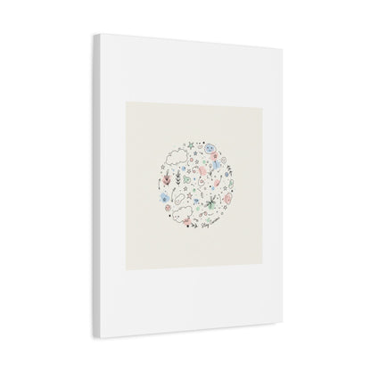 Doodle Circle Line Drawing Matte Canvas, Hand-Drawn Sketch Art