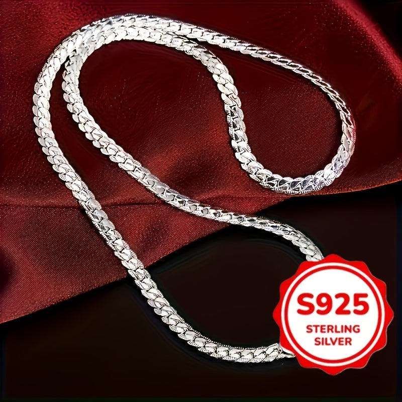 Elegant 20 inch 925 sterling 925 Silver necklace - Fashionable and luxurious design, suitable for both men and women, perfec