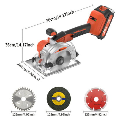 5-inch Brushless Circular Saw Kit - 20V Dual Smart Batteries And Battery Charger, Comes with 6 Saw Blades, Two Adjustable 45° Cutting Depths, Up to 6900 RPM - Ideal for Woodworking And Garden Projects.Christmas Gift, Shipped