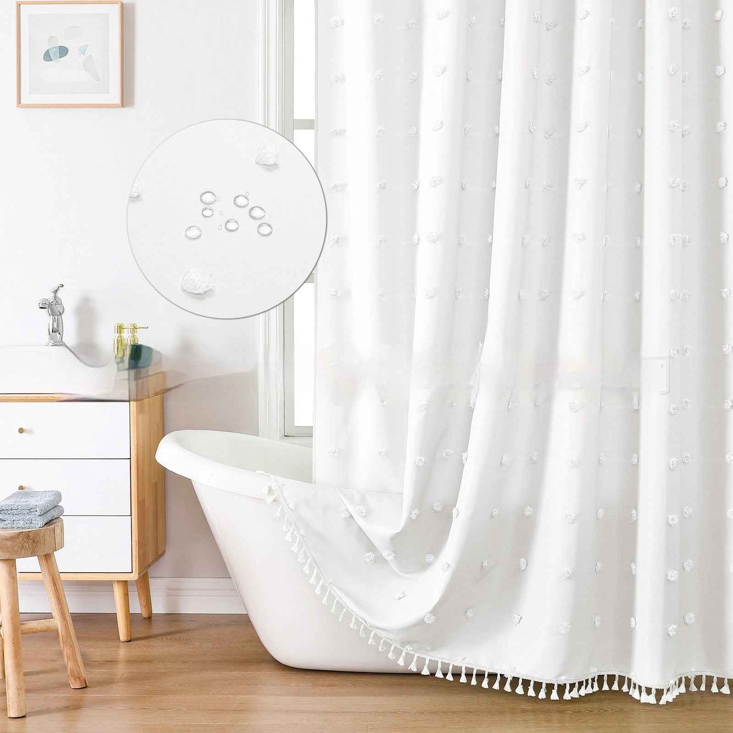 Polyester Simple Hydrangea Cut Shower Curtain