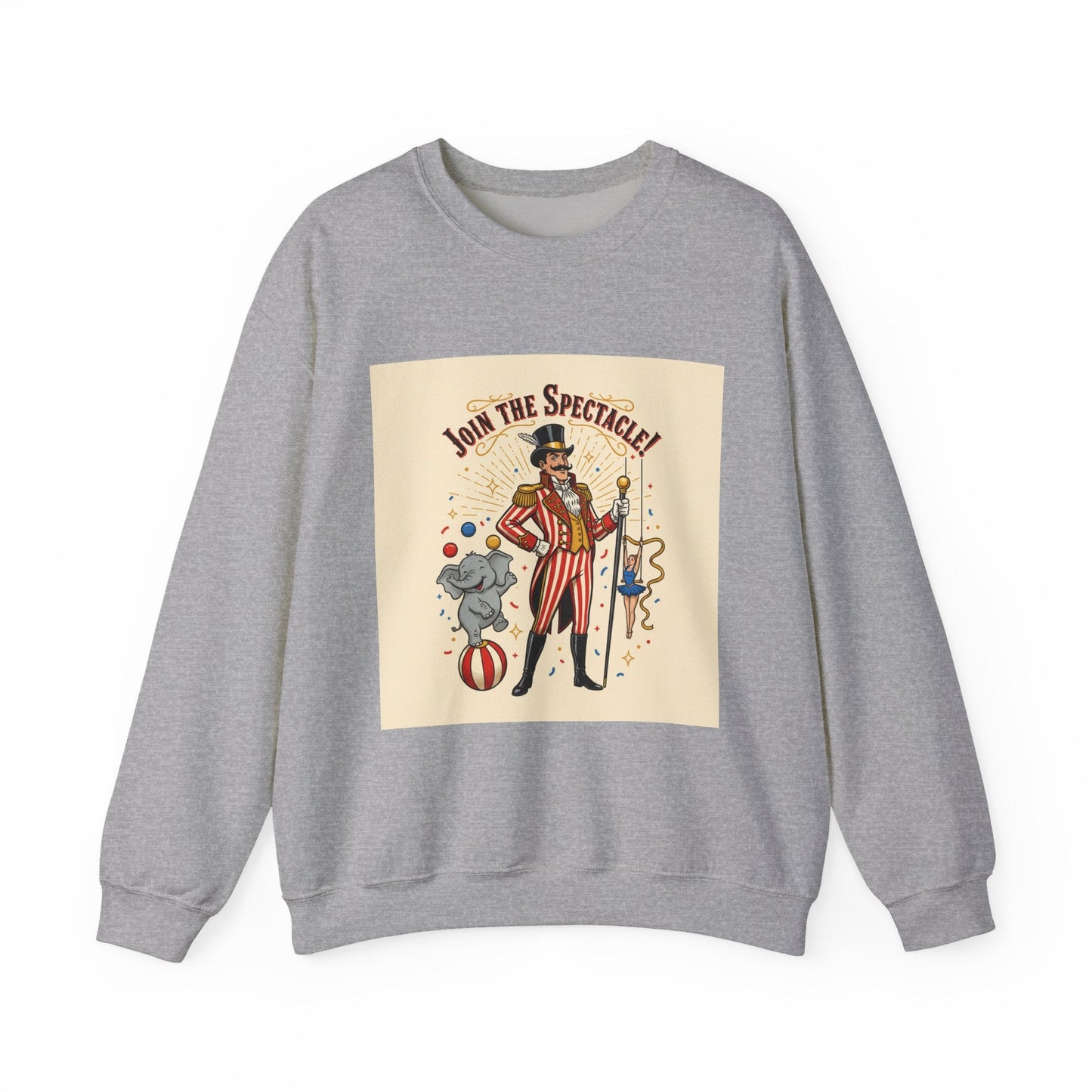 Join the Spectacle Circus Art Print Crewneck Sweatshirt | Vintage Carnival Design, Camp Circus Aesthetic