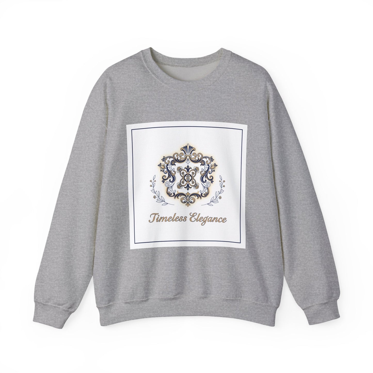 Ornate Pin Emblem Crewneck Sweatshirt | brooch graphic, baroque print