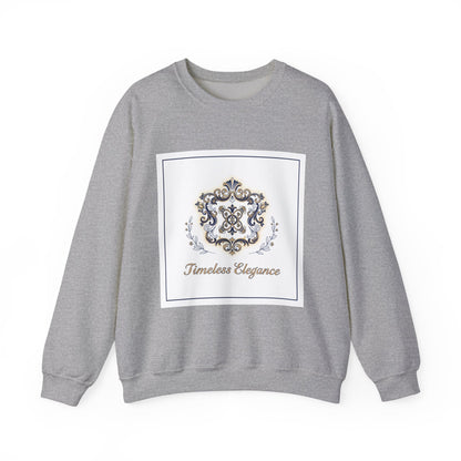 Ornate Pin Emblem Crewneck Sweatshirt | brooch graphic, baroque print