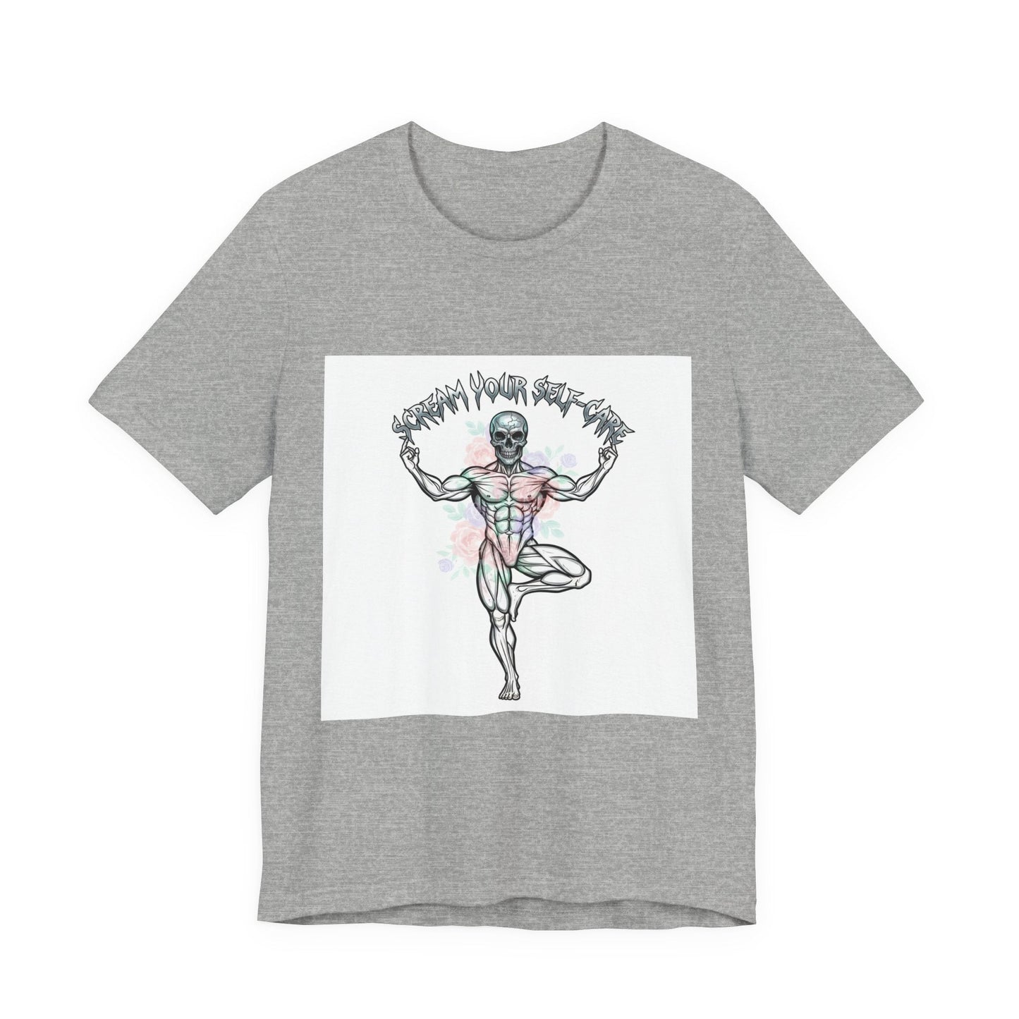 Hard Rock Motivational Skull Yoga Tee | metal font shirt, gothic wellness quote