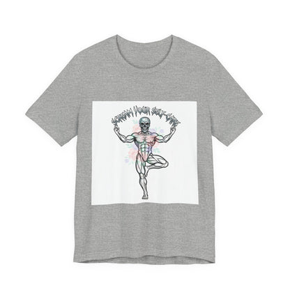 Hard Rock Motivational Skull Yoga Tee | metal font shirt, gothic wellness quote