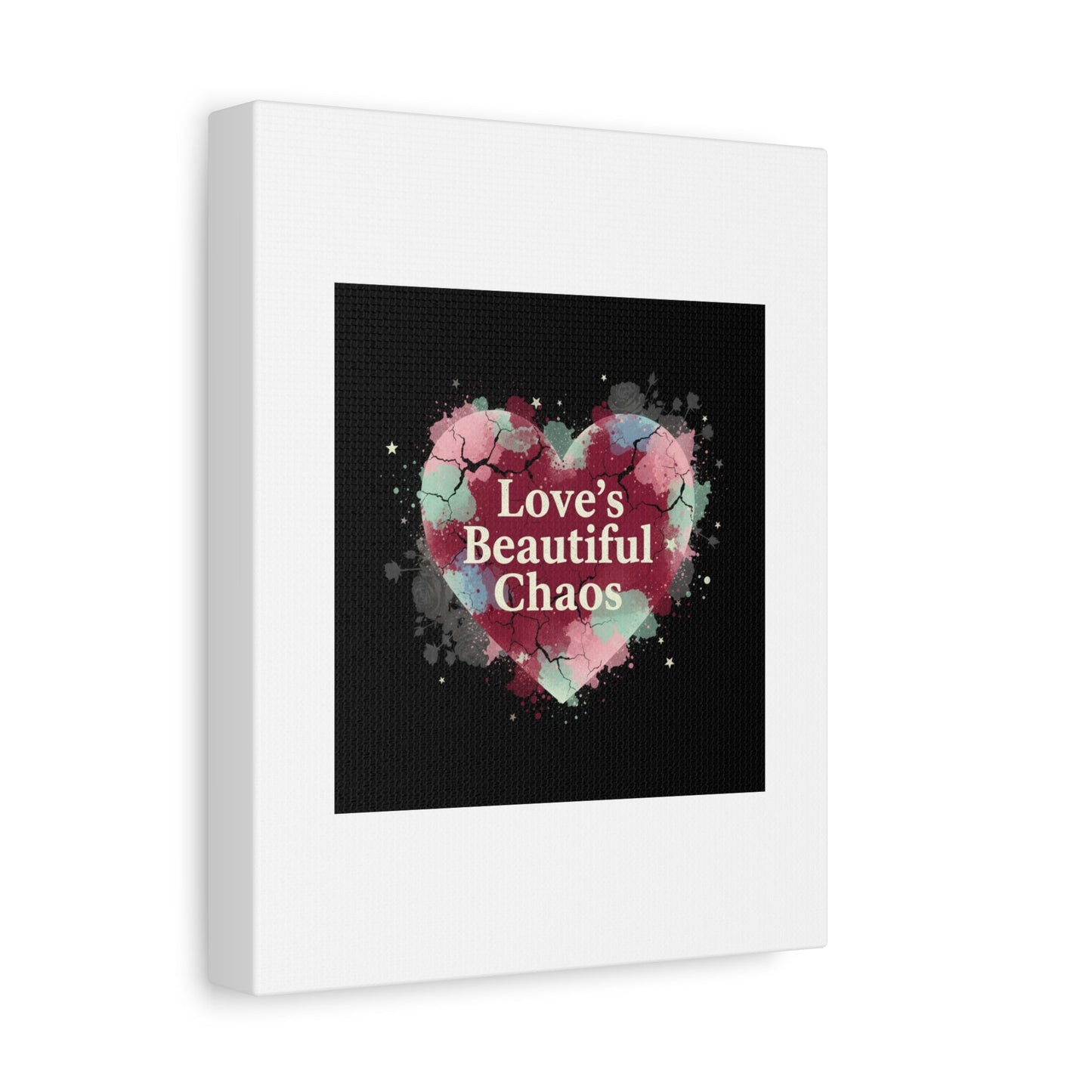 Love's Beautiful Chaos Canvas Print | Soft Grunge Hearts, Distressed Heart Art