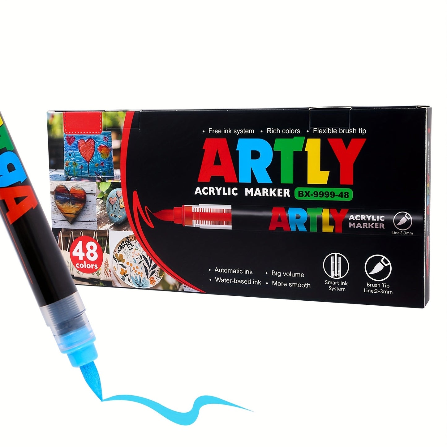 12/24/36/48/60/72Color Acrylic Paint Marker, Brush Head Can Be Used for Rock Metal Glass Wood Canvas Ceramic Plastic Art And DIY Hand-painting, Back to School Season Halloween Christmas Birthday Gifts