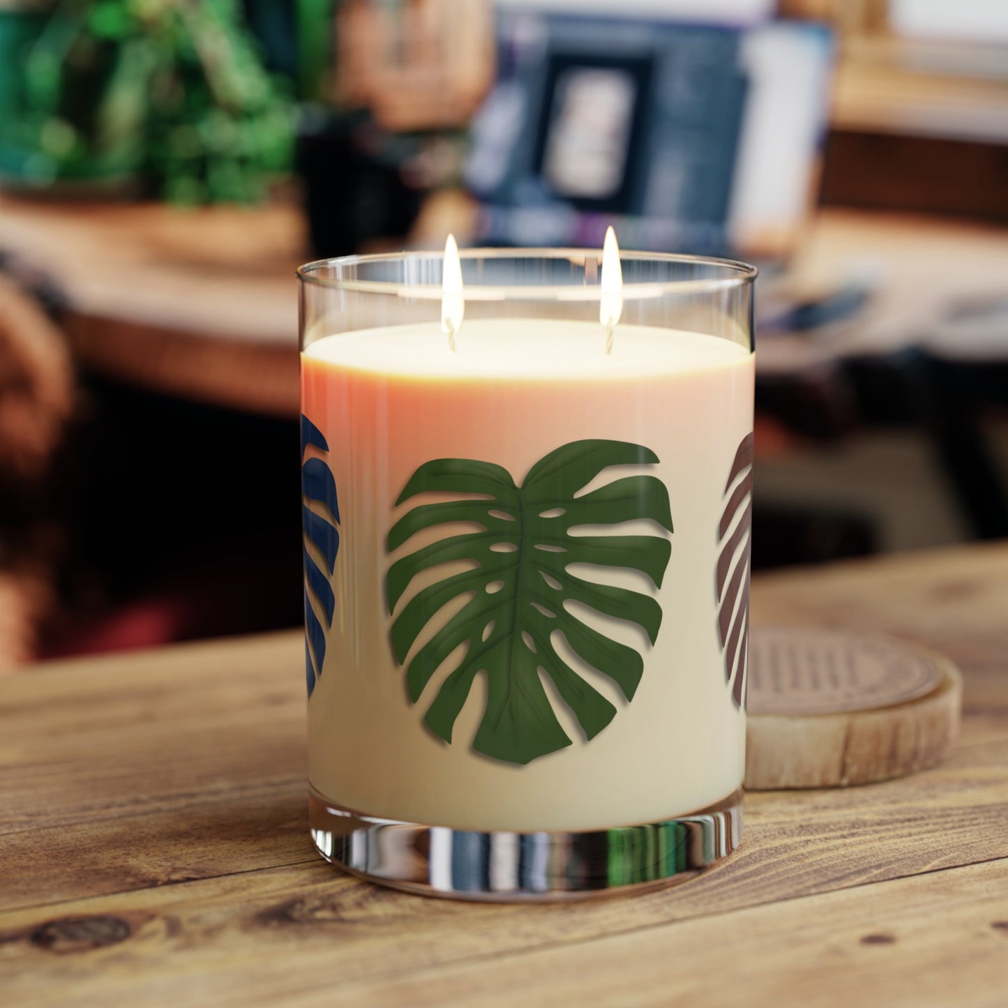 Multicolored Monstera Soy Candle 11 oz – Three Scent Options
