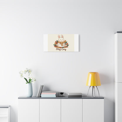 Cozy Bunny Illustration Canvas | Cute Critter Winter Forest Art