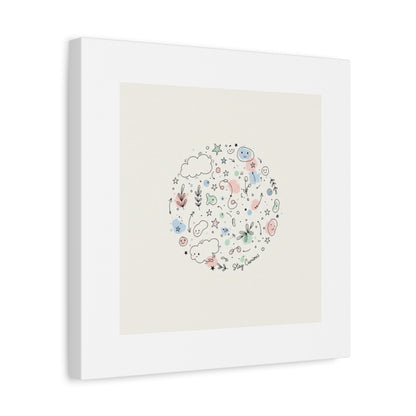 Doodle Circle Line Drawing Matte Canvas, Hand-Drawn Sketch Art