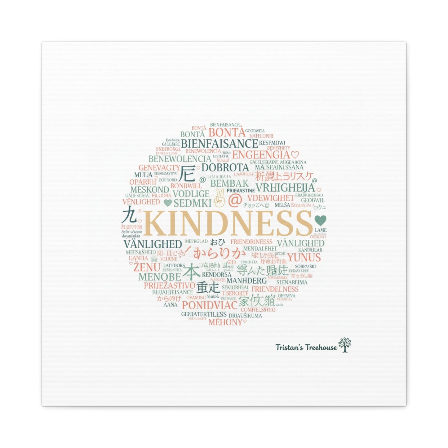 Kindness Word Cloud Canvas | Fresh Start Minimalist Wall Art