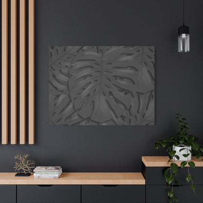 Charcoal Monstera Canvas Print – Botanical Wall Art