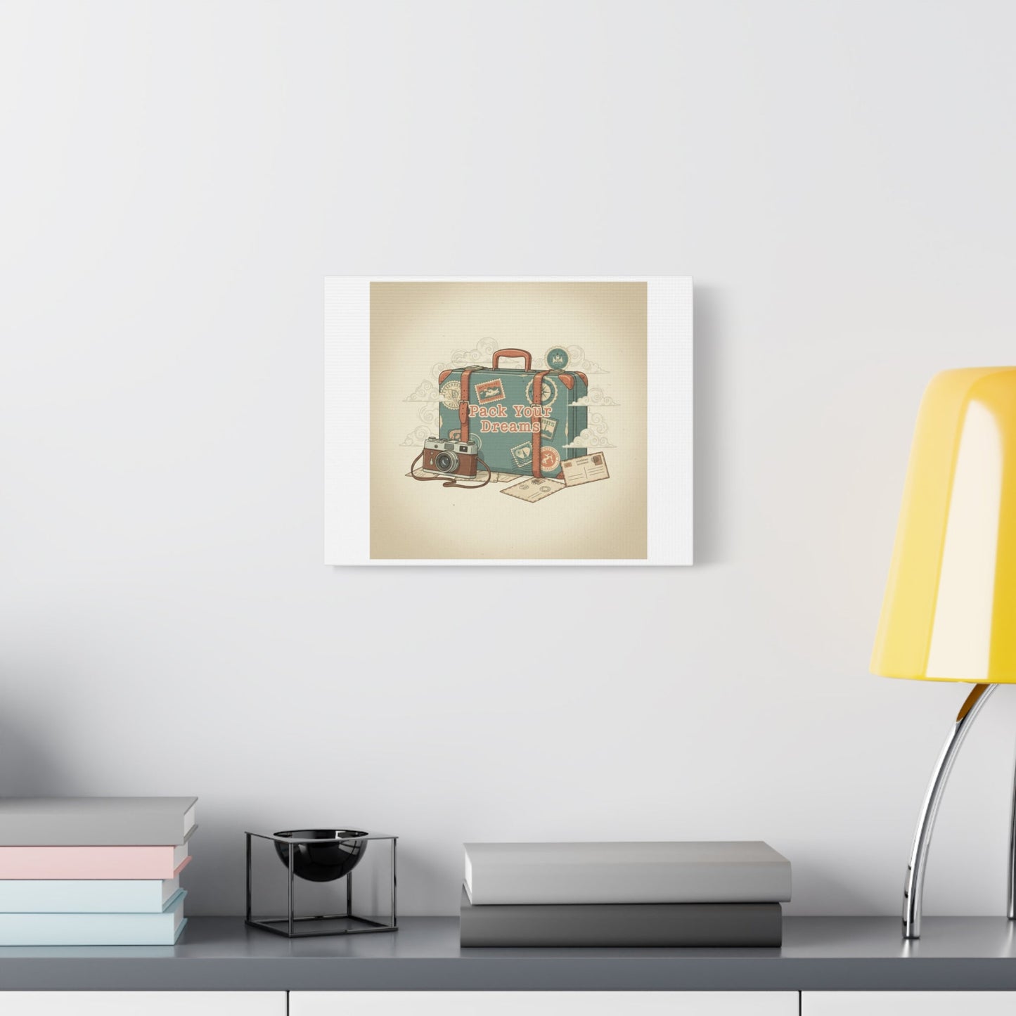 Pack Your Dreams Canvas | Retro Travel Postcard, Wanderlust Passport Stamp Art