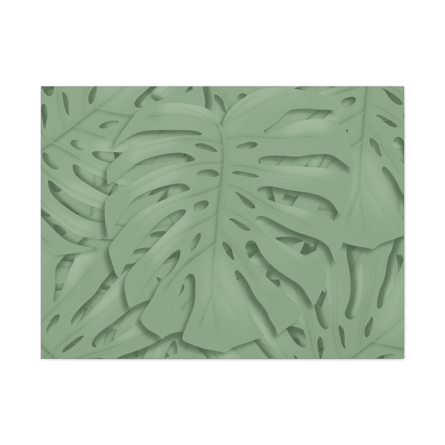 Sage Green Monstera Canvas Print – Botanical Wall Art