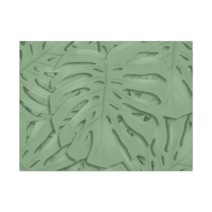Sage Green Monstera Canvas Print – Botanical Wall Art