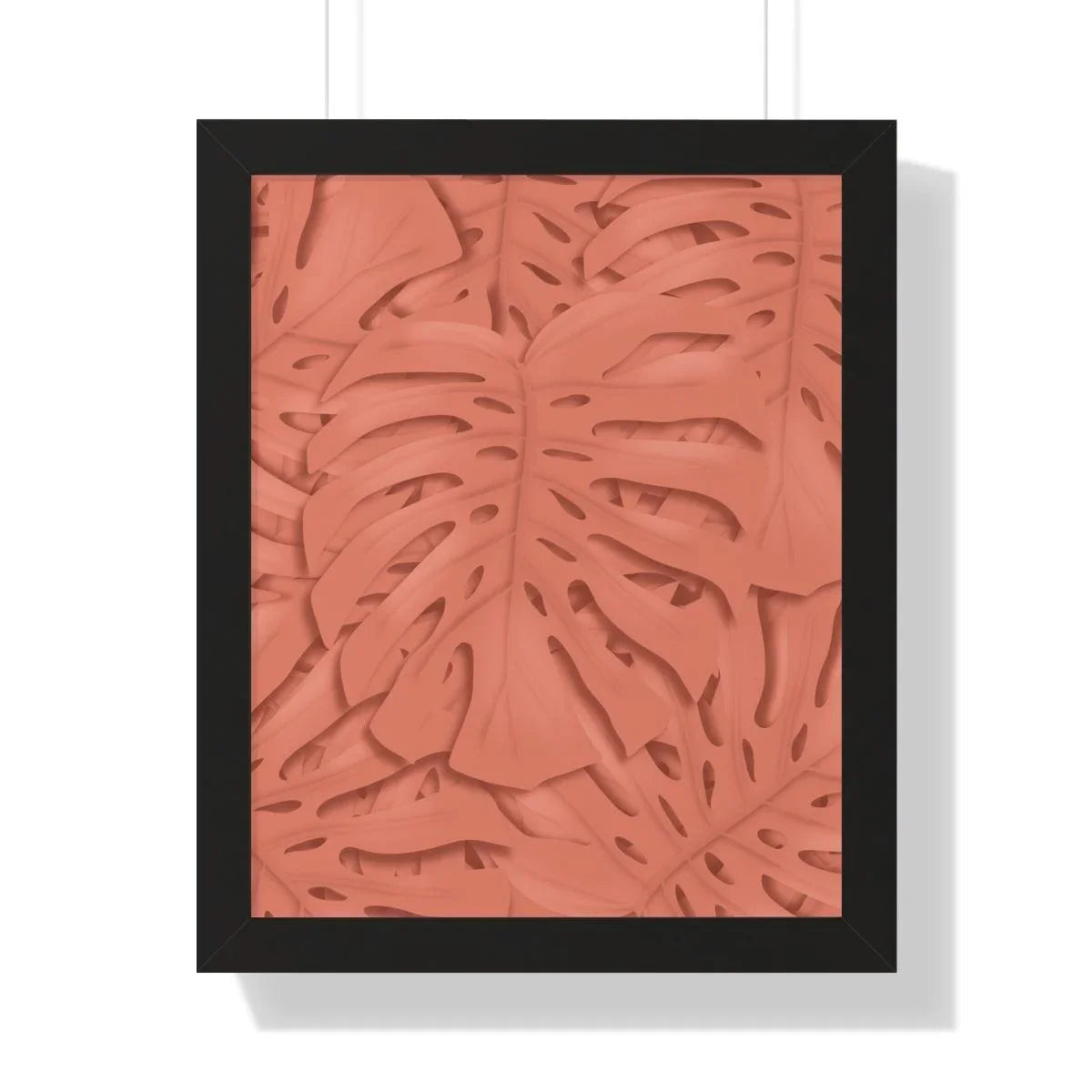 Coral Monstera Framed Print – Botanical Wall Art