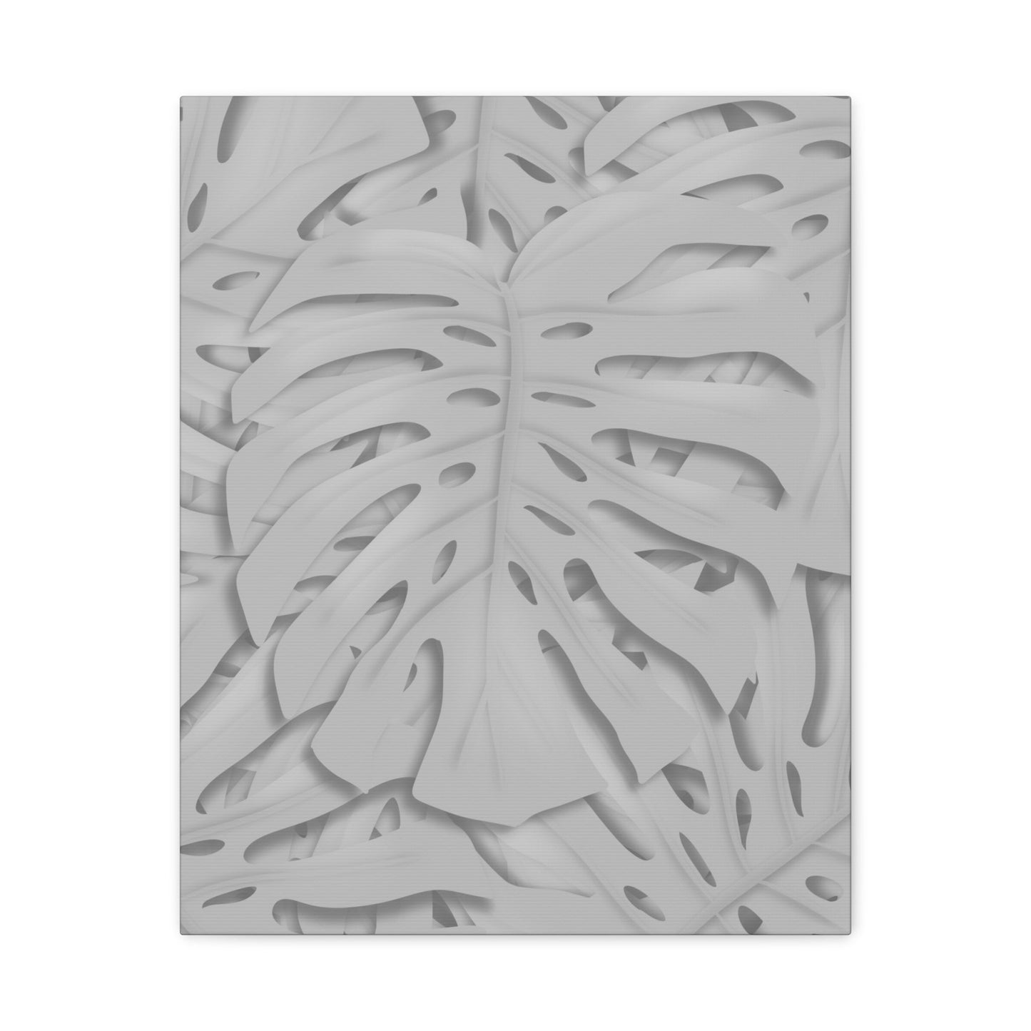 Soft Grey Monstera Canvas Print – Botanical Wall Art
