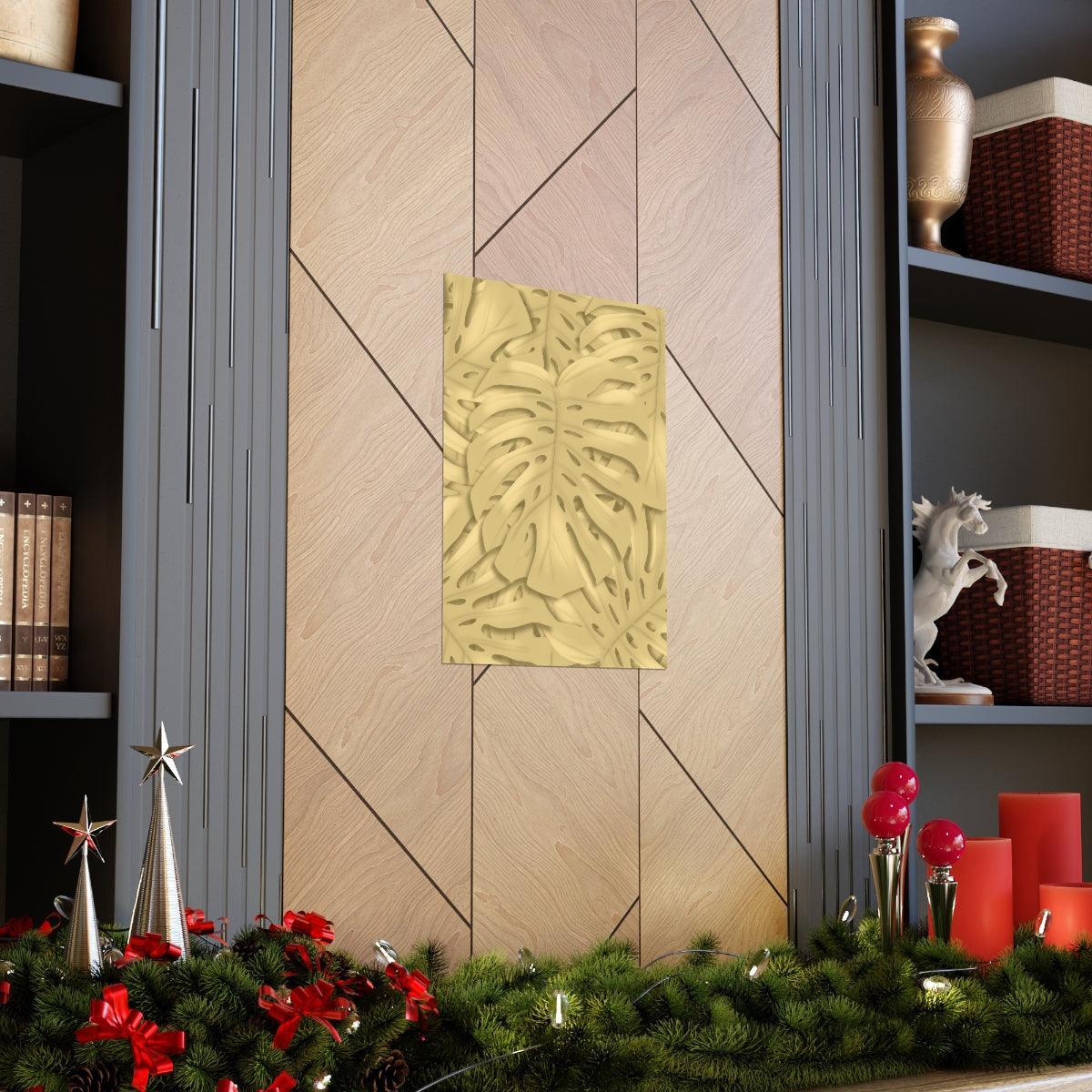 Golden Monstera Botanical Print – Unframed Wall Art