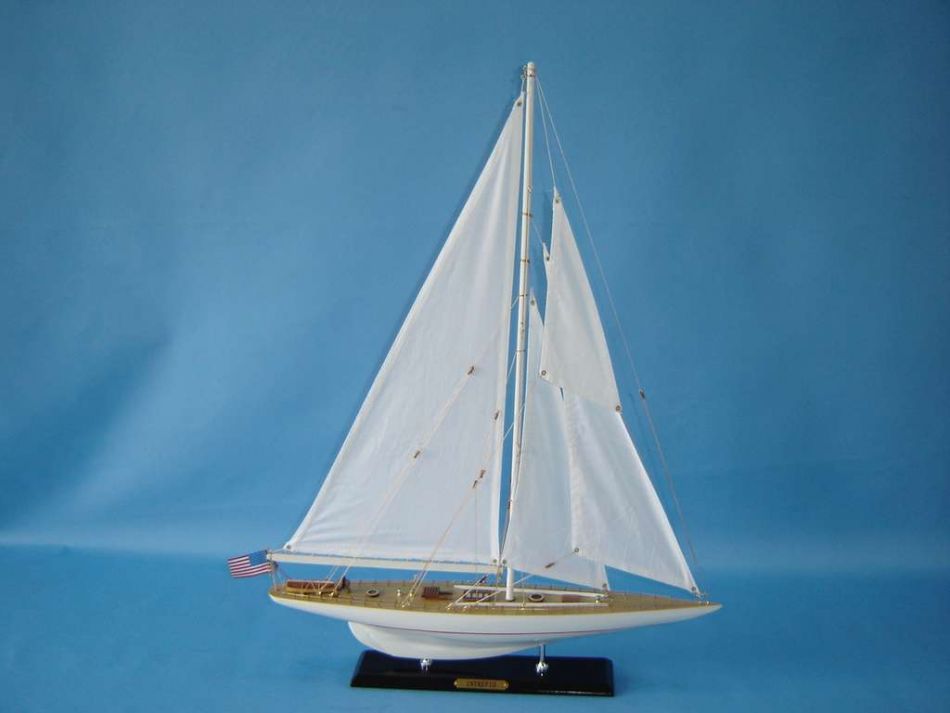 Wooden Intrepid Limited Model Sailboat Decoration 27""