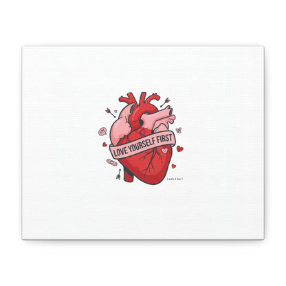 Love Yourself First Canvas, Hearts-with-a-Twist, Anti-Valentine Art
