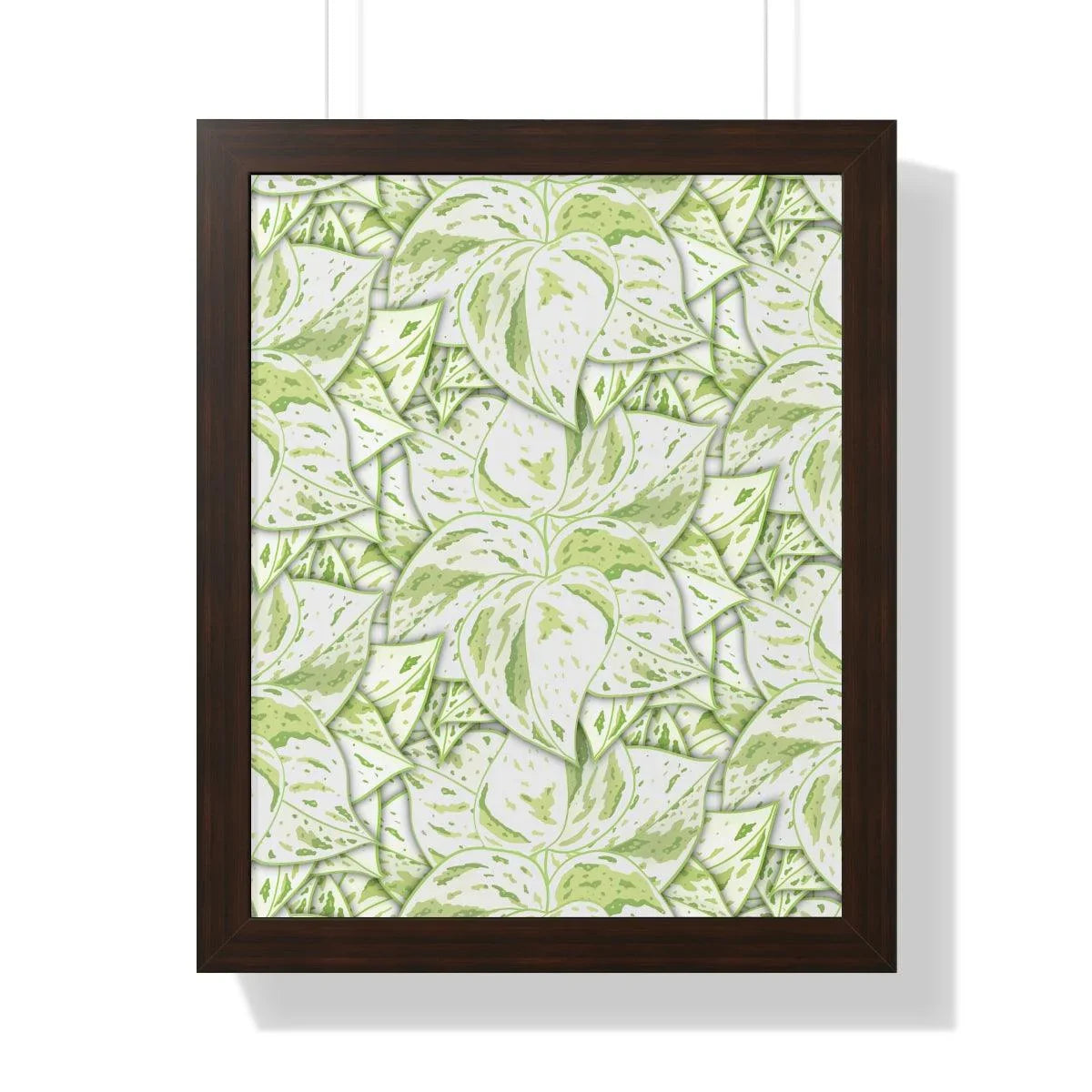 Snow Queen Pothos Pattern Framed Print – Botanical Wall Art