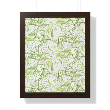 Snow Queen Pothos Pattern Framed Print – Botanical Wall Art