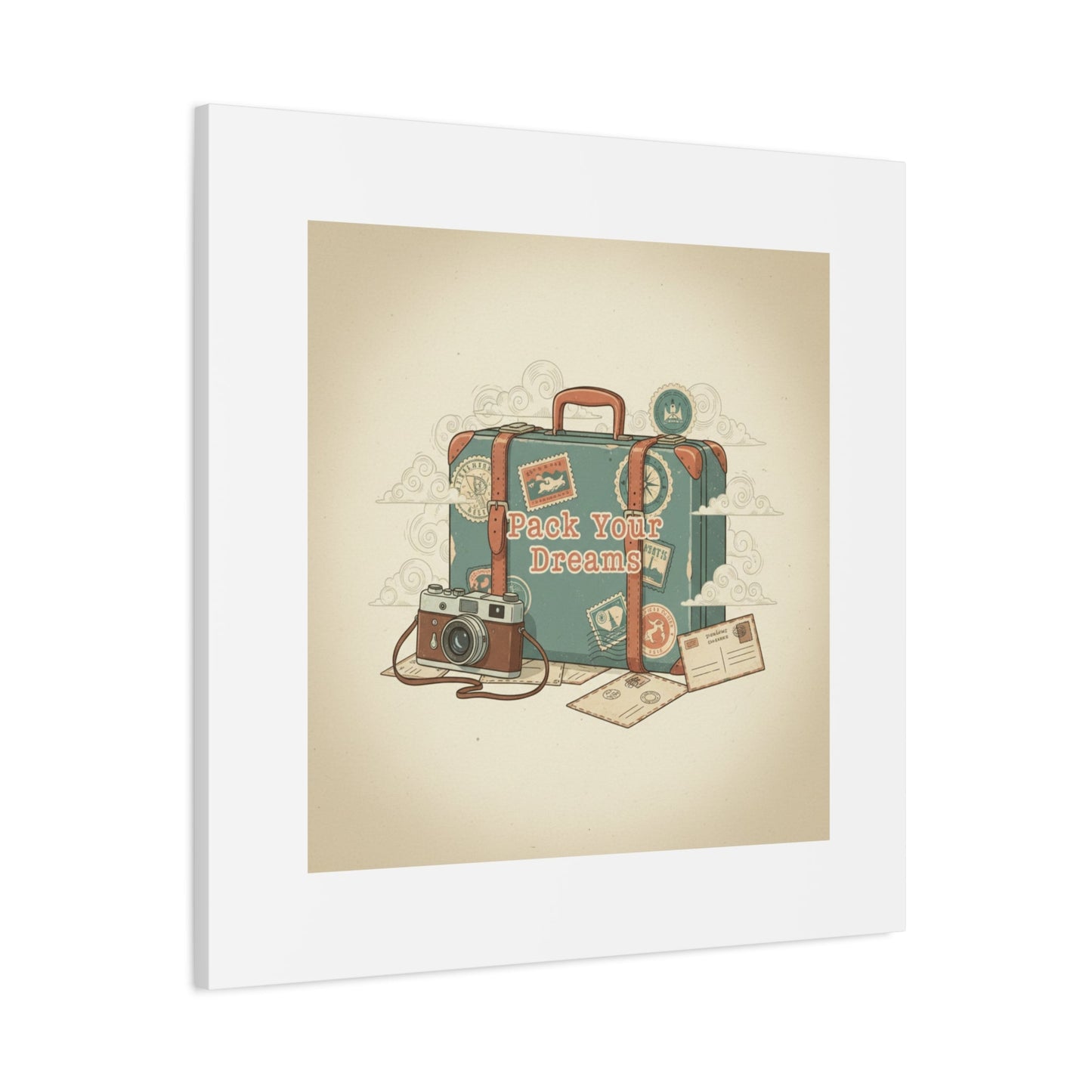 Pack Your Dreams Canvas | Retro Travel Postcard, Wanderlust Passport Stamp Art