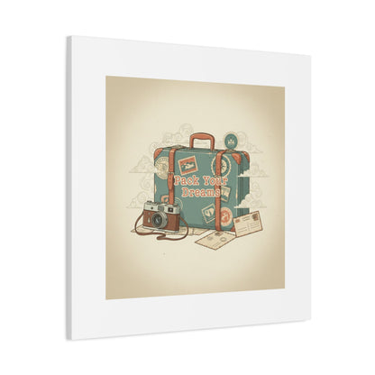 Pack Your Dreams Canvas | Retro Travel Postcard, Wanderlust Passport Stamp Art