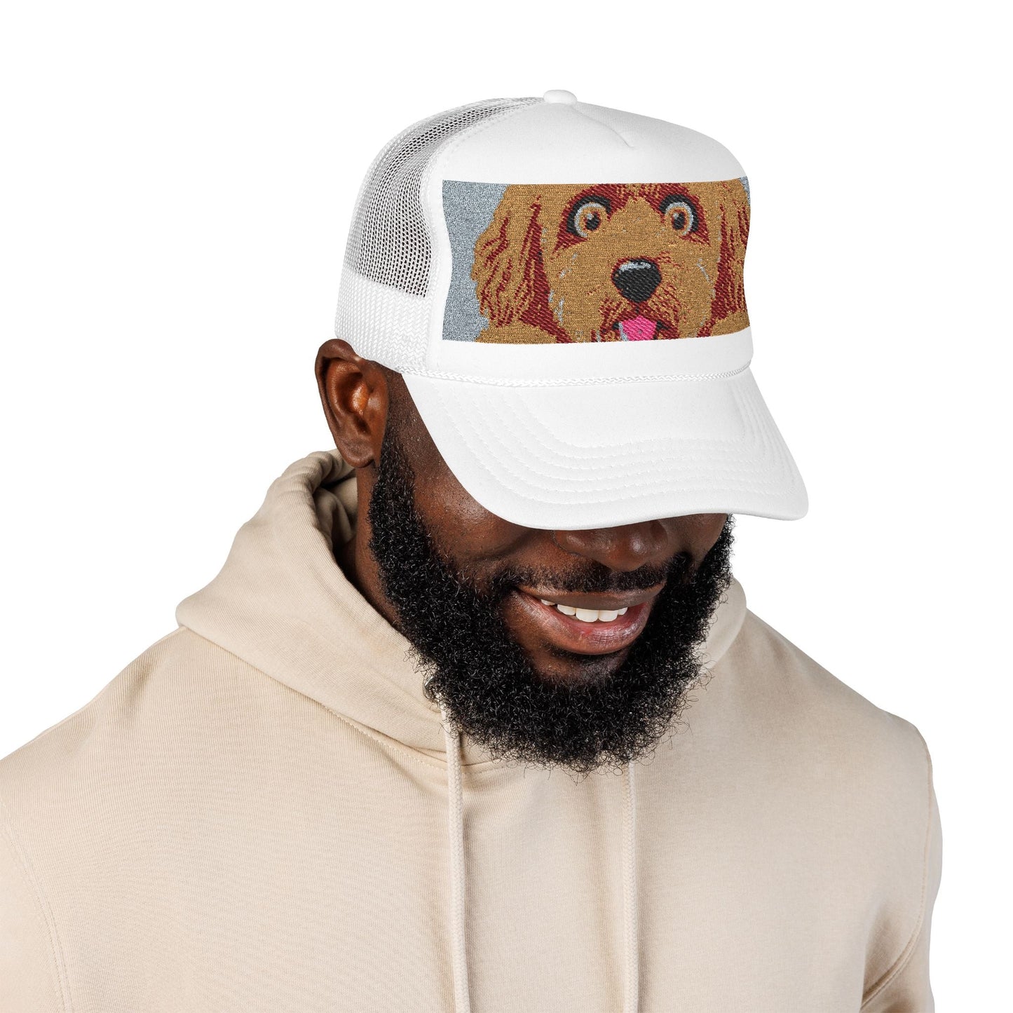 Meme Dog Embroidered Trucker Hat — 'Embrace the Fur'