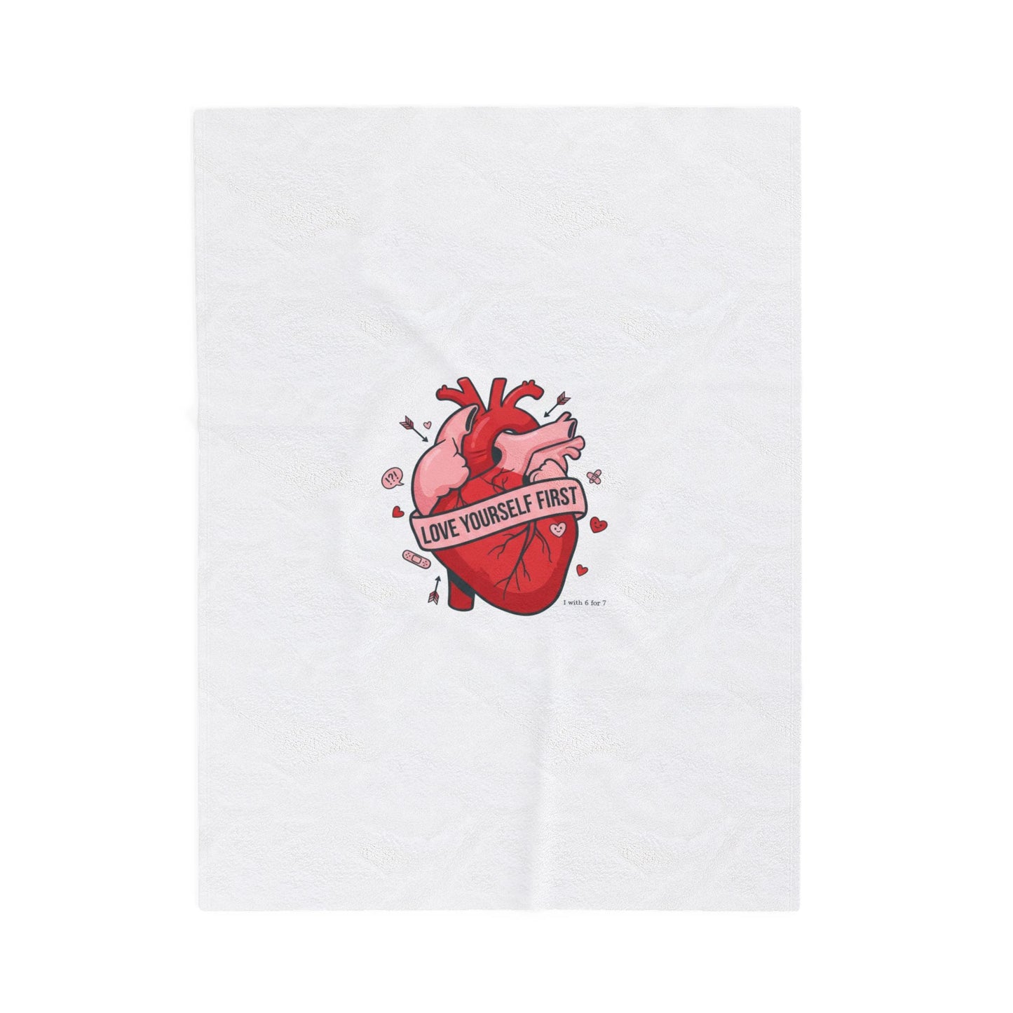 Love Yourself First Heart Illustration Velveteen Plush Blanket, anti‑Valentine, edgy heart