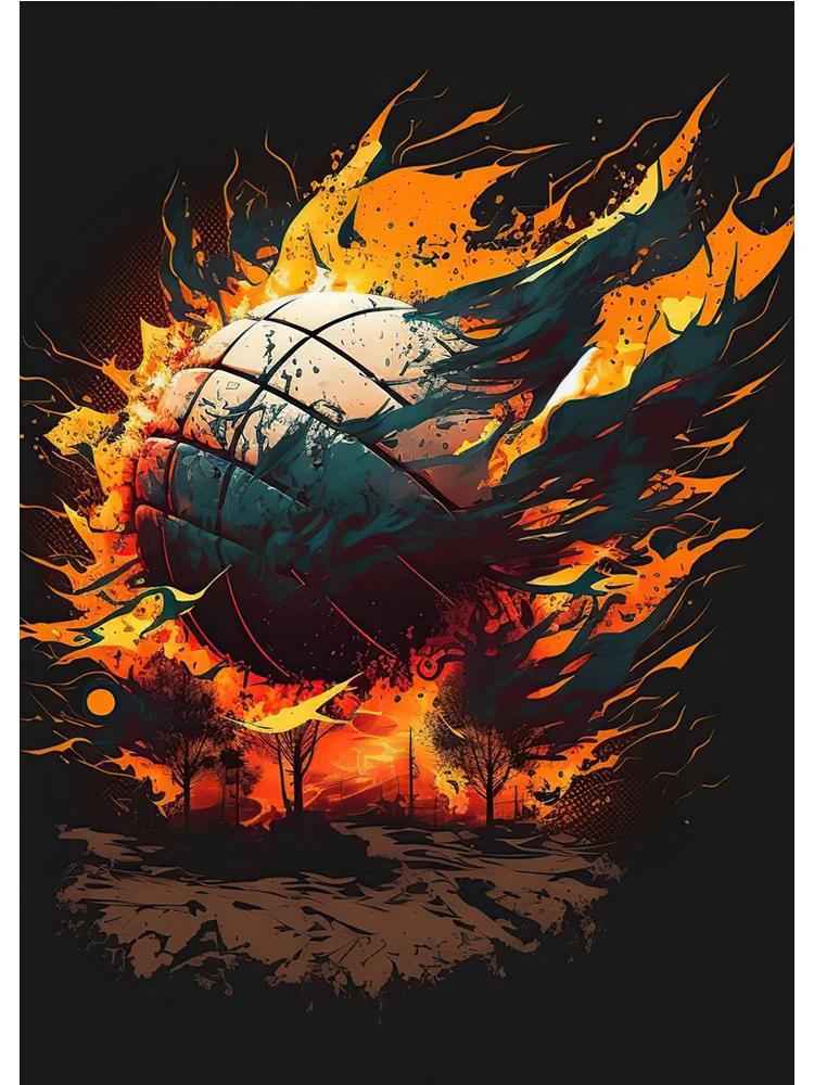 Colorful Poster Of Astronauts Playing Basketball In Space