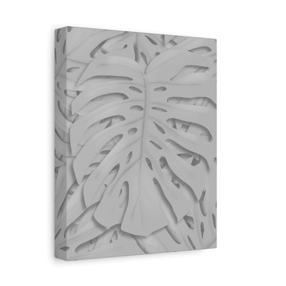 Soft Grey Monstera Canvas Print – Botanical Wall Art