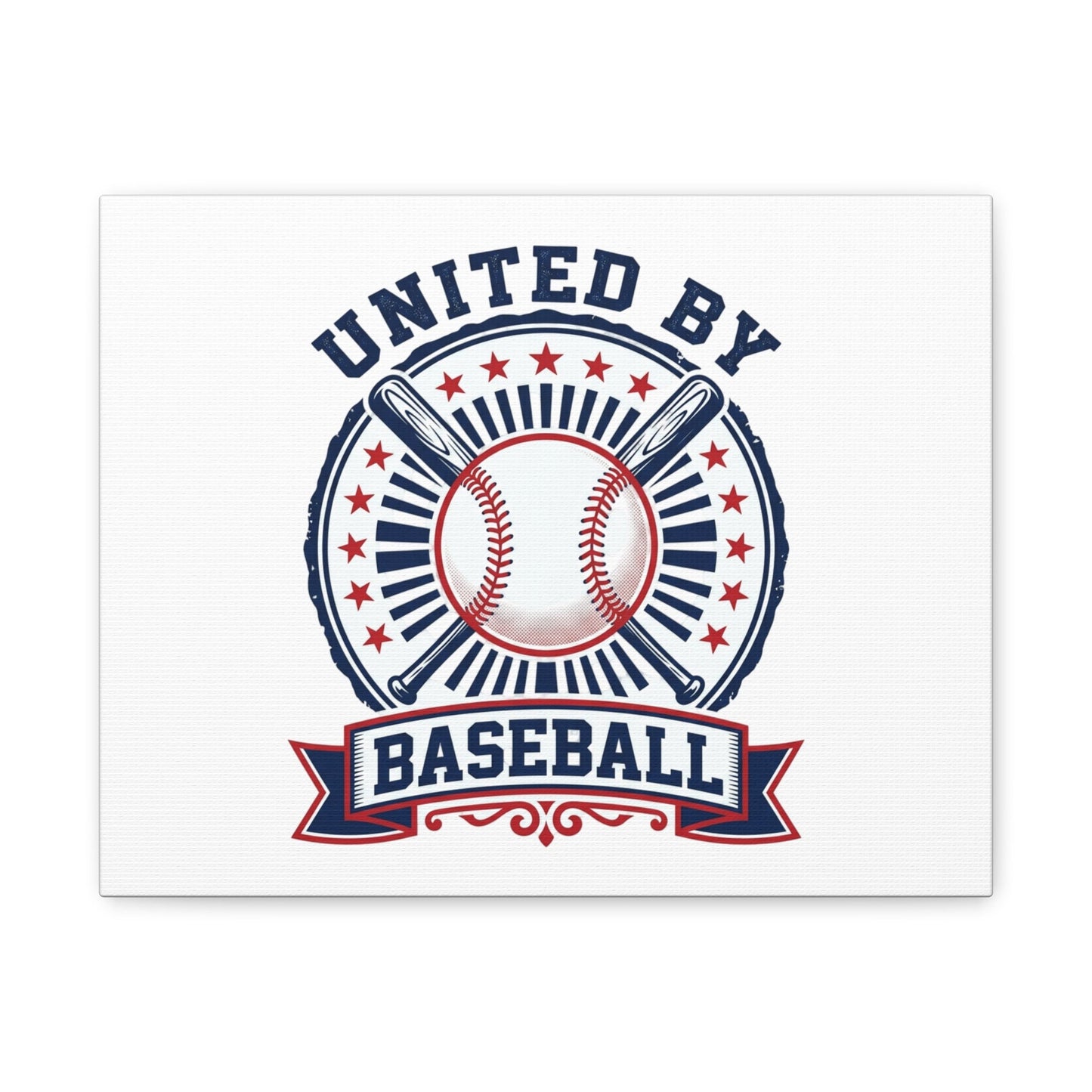 United by Baseball Canvas | Patriotic Baseball Graphic, Red White Blue Wall Art