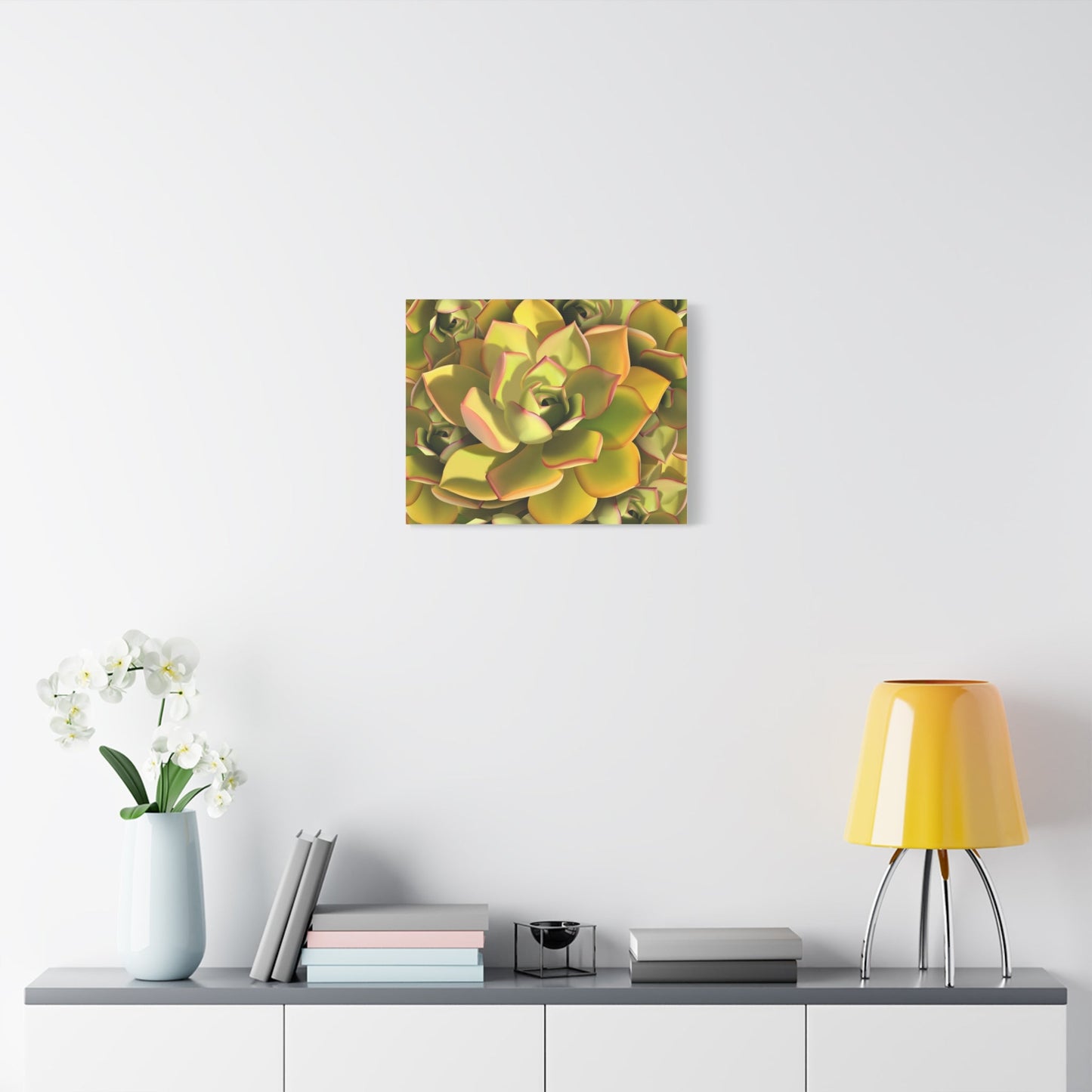 Noble Aeonium Succulent Pattern Canvas Print – Botanical Wall Art