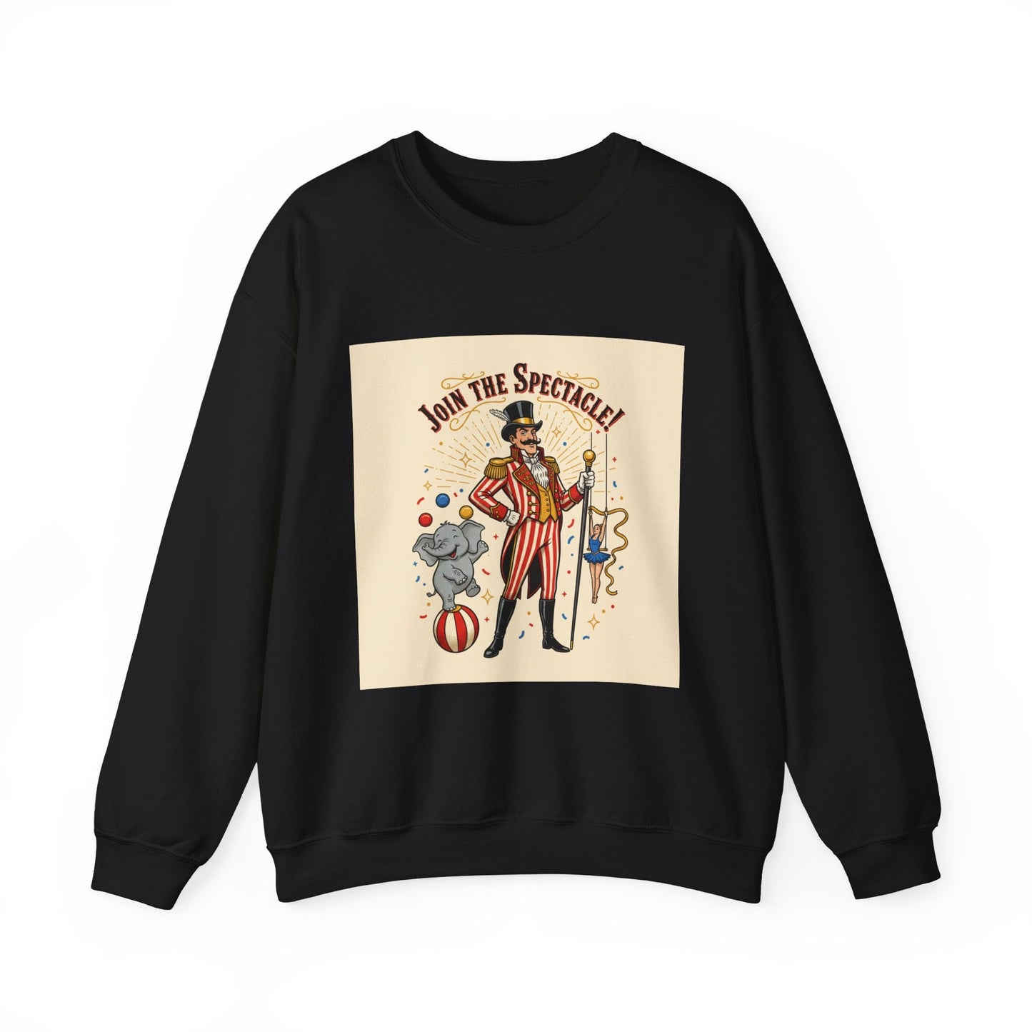 Join the Spectacle Circus Art Print Crewneck Sweatshirt | Vintage Carnival Design, Camp Circus Aesthetic