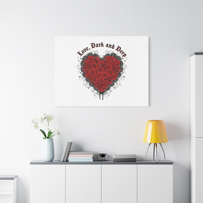 Love Dark and Deep Heart Canvas, Nu Romantic Gothic Romance, 80s Nostalgia