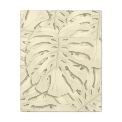 Beige Monstera Canvas Print – Botanical Wall Art
