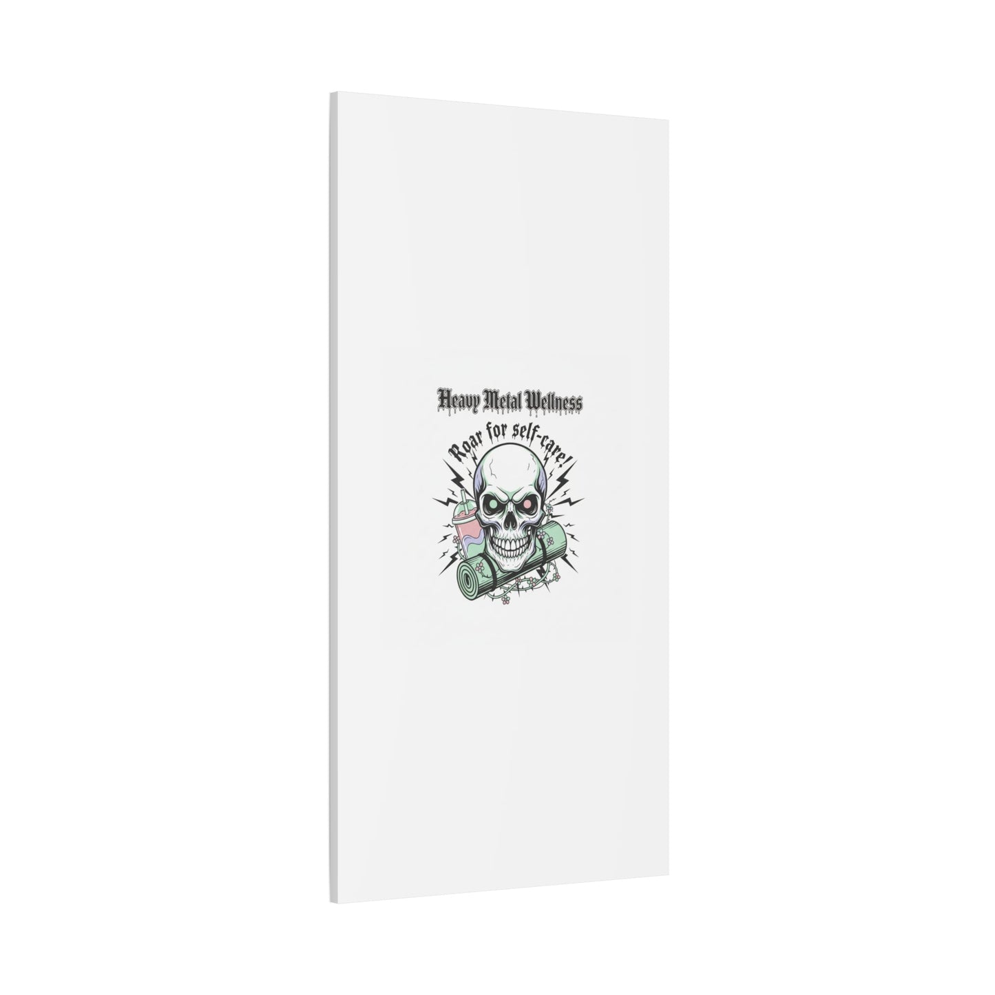 Roar for Self-Care Skull Canvas | heavy metal wellness, gothic wellness quote