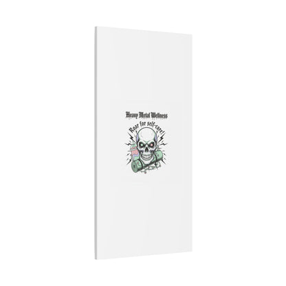 Roar for Self-Care Skull Canvas | heavy metal wellness, gothic wellness quote