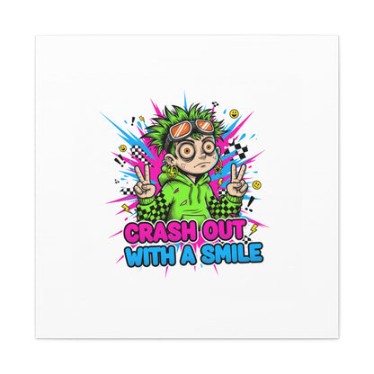 Crash Out With a Smile Canvas Print | Neon Skate Graffiti, Meme Meltdown Art