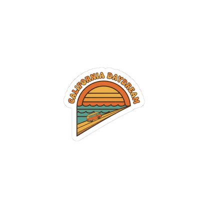 California Daydream Kiss-Cut Sticker | 1970s Sunset, Retro Palm Postcard