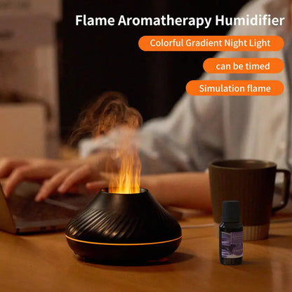 RGB Flame Aroma Diffuser & Volcanic Humidifier - 130ml Essential Oil Mist Maker